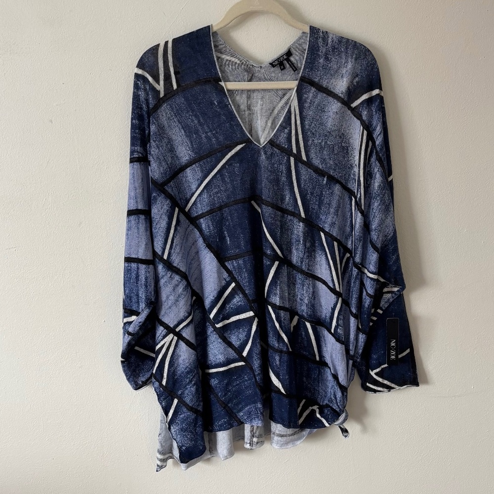 NIC+ZOE Blue Geometric Sweater
